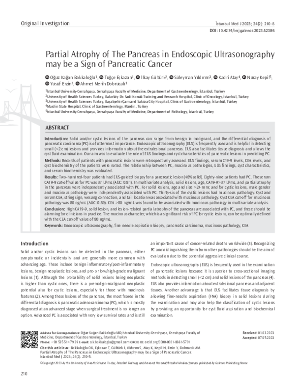 (PDF) Partial Atrophy of The Pancreas in Endoscopic Ultrasonography may ...