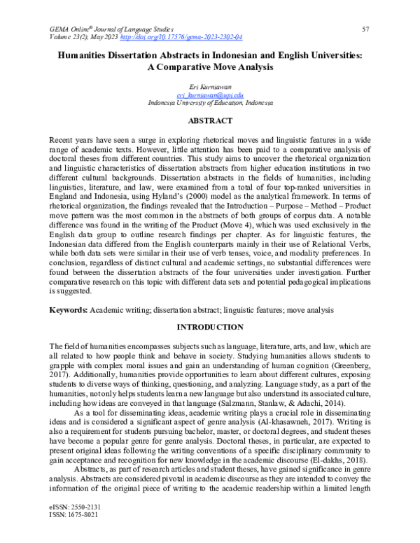 (PDF) Humanities Dissertation Abstracts in Indonesian and English ...