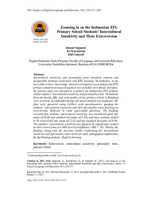 (PDF) Zooming in on the Indonesian EFL Primary School Students ...