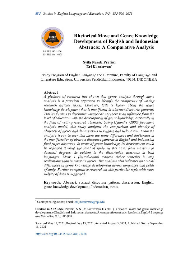 (PDF) Rhetorical Move and Genre Knowledge Development of English and ...