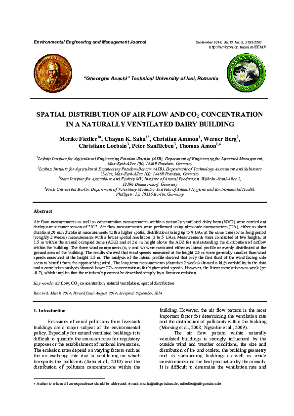 (PDF) Spatial Distribution of Air Flow and CO2 Concentration in a ...