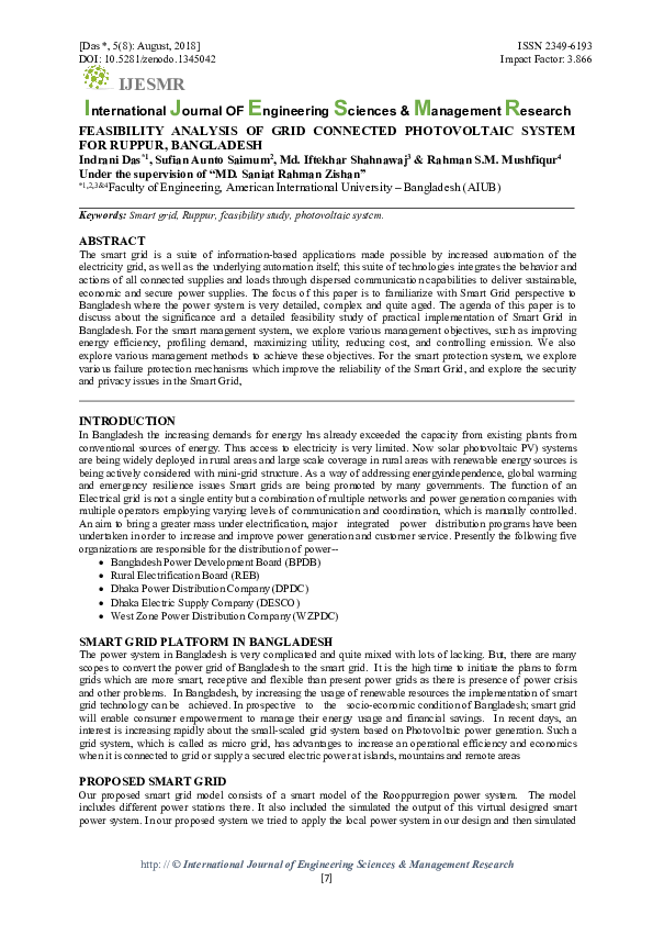 (PDF) FEASIBILITY ANALYSIS OF GRID CONNECTED PHOTOVOLTAIC SYSTEM FOR ...