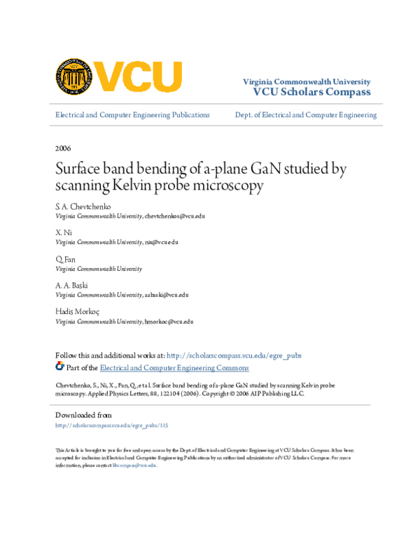 (PDF) Surface band bending of a-plane GaN studied by scanning Kelvin ...