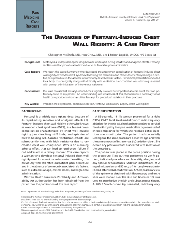 (PDF) Neural Systems Underlying Opiate Addiction Chest Wall Rigidity