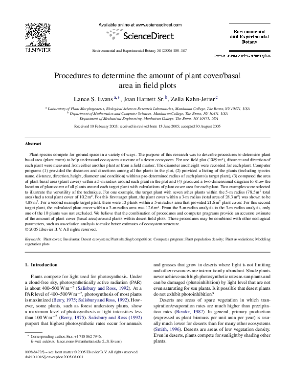 (PDF) Procedures to determine the amount of plant cover/basal area in ...