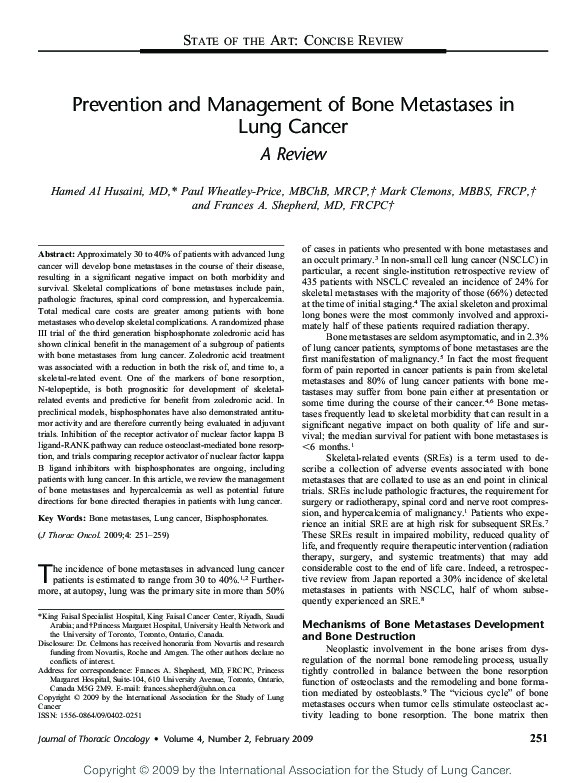 (PDF) Prevention and Management of Bone Metastases in Lung Cancer: A Review