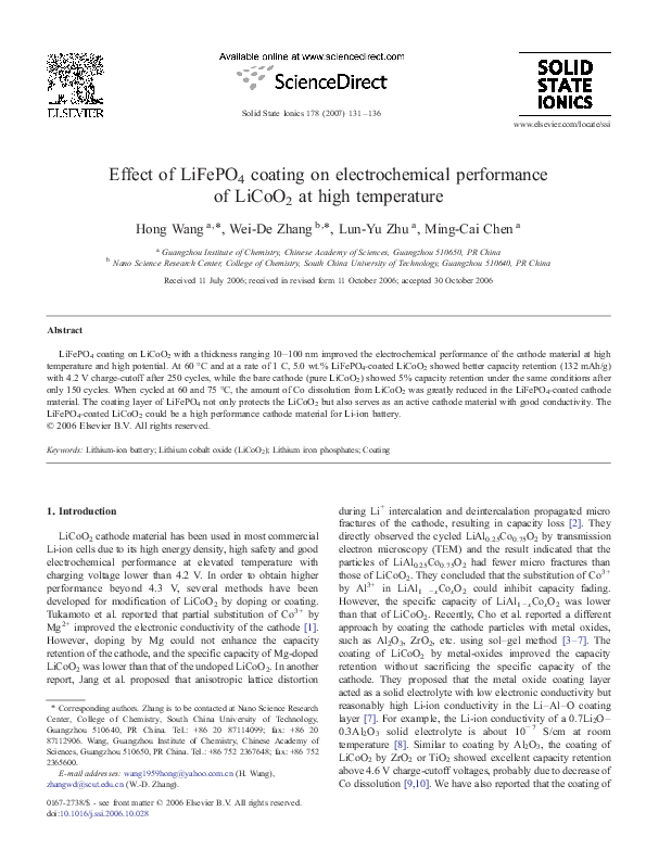 (PDF) Effect of LiFePO4 coating on electrochemical performance of ...