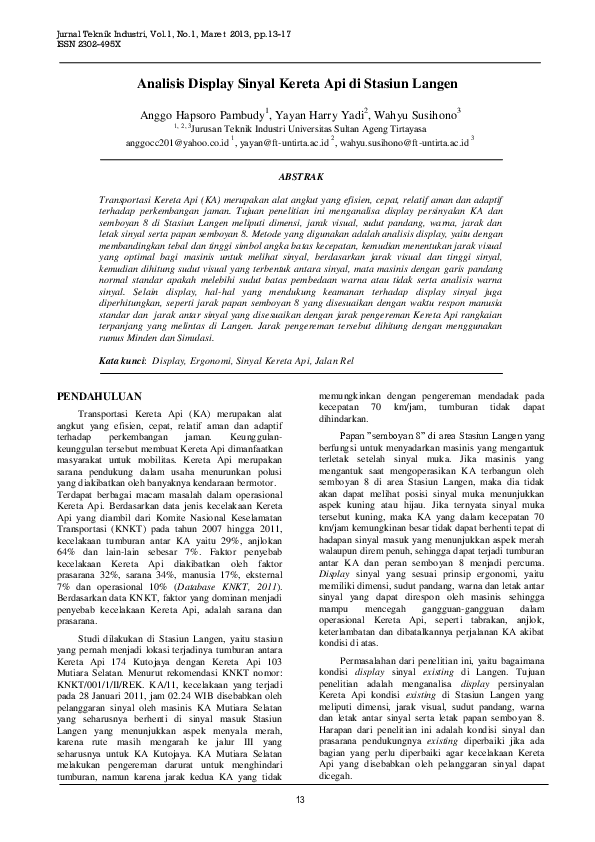 (PDF) Analisis Display Sinyal Kereta Api di Stasiun Langen