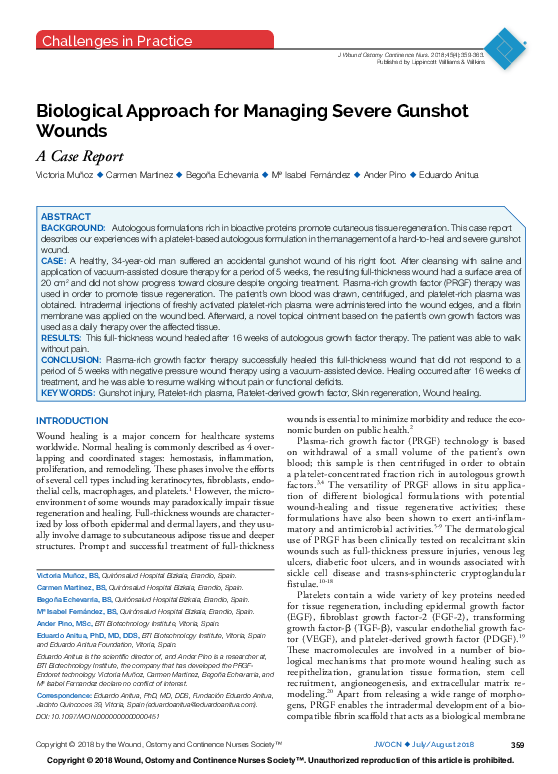 (PDF) Biological Approach for Managing Severe Gunshot Wounds: A Case Report