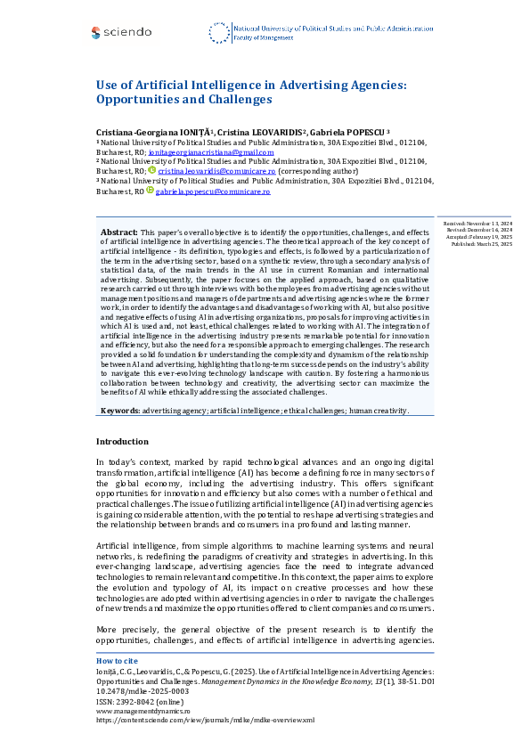 (PDF) Use of Artificial Intelligence in Advertising Agencies ...