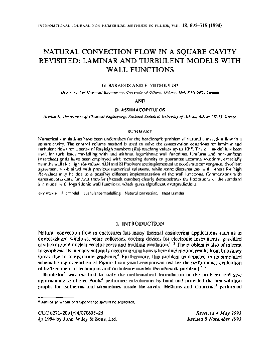 (PDF) Natural convection flow in a square cavity revisited: Laminar and ...
