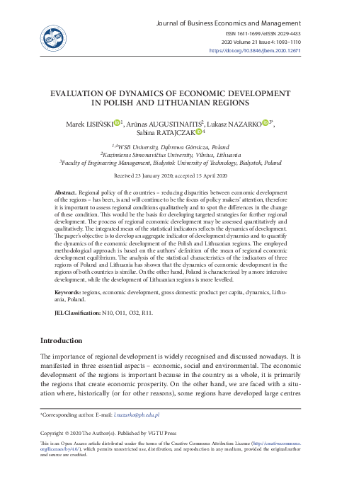 (PDF) Evaluation of Dynamics of Economic Development in Polish and ...