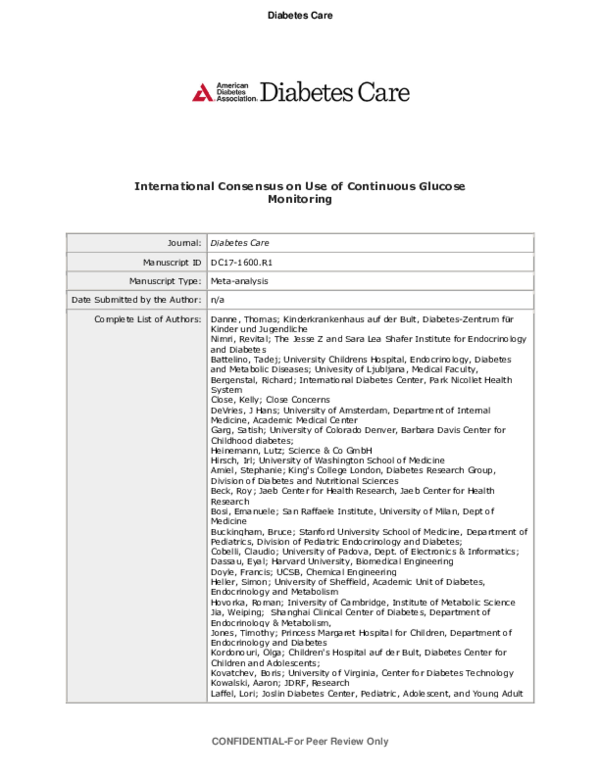 (PDF) International Consensus on Use of Continuous Glucose Monitoring