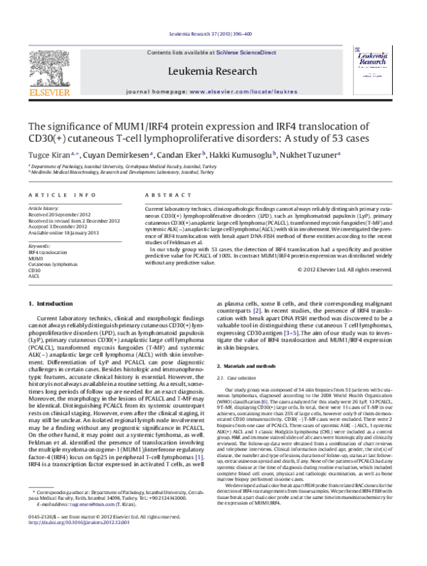 (PDF) The significance of MUM1/IRF4 protein expression and IRF4 ...