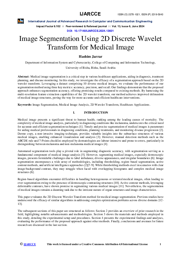 (PDF) Image Segmentation Using 2D Discrete Wavelet Transform for ...