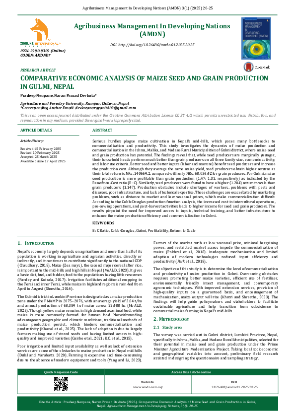 (PDF) Comparative Economic Analysis of Maize Seed and Grain Production ...