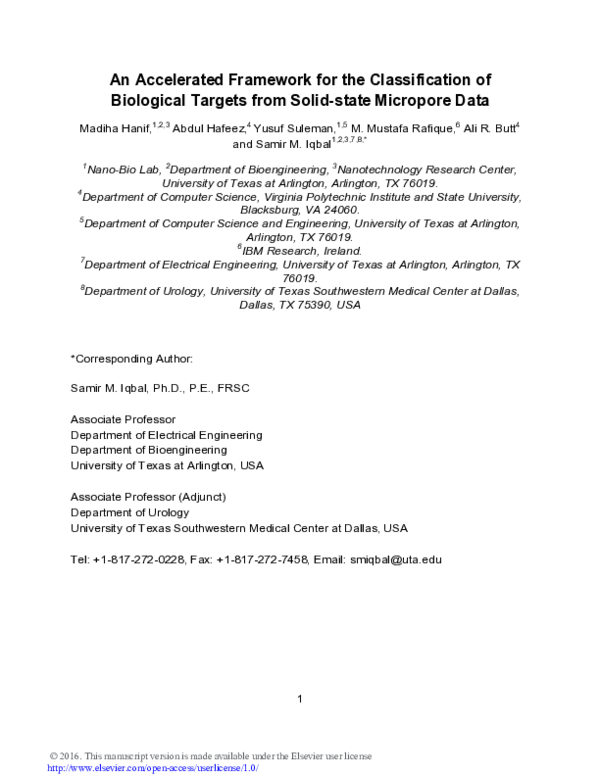(PDF) An accelerated framework for the classification of biological ...