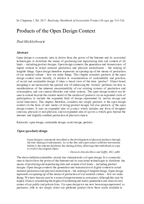 (PDF) Products of the open design context
