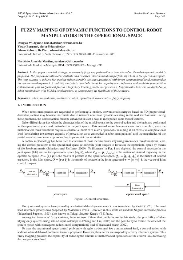 (PDF) Fuzzy Mapping of Dynamic Functions to Control Robot Manipulators ...