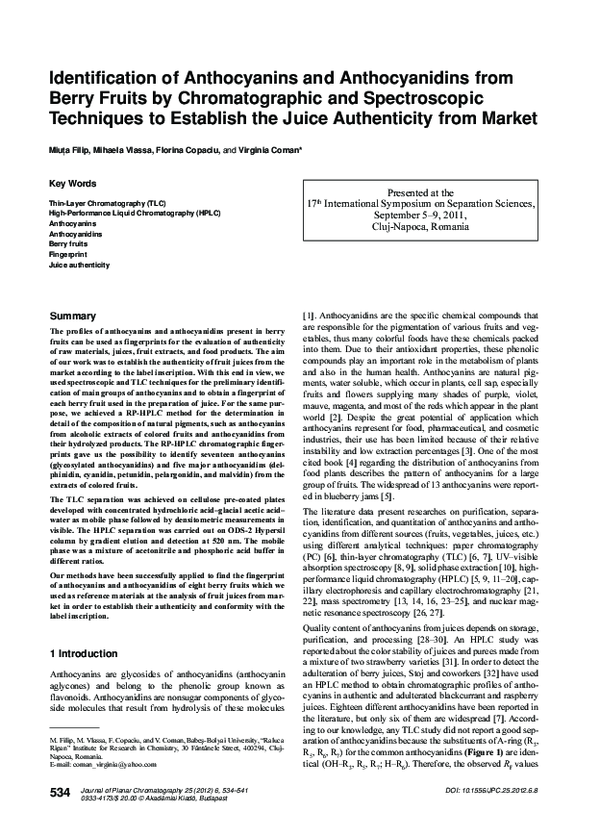 (PDF) Identification of anthocyanins and anthocyanidins from berry ...