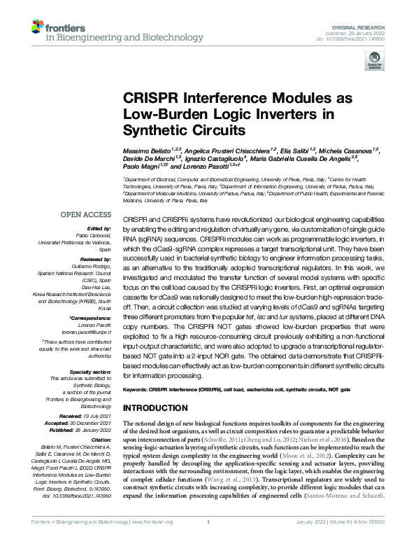 (PDF) CRISPR Interference Modules as Low-Burden Logic Inverters in ...