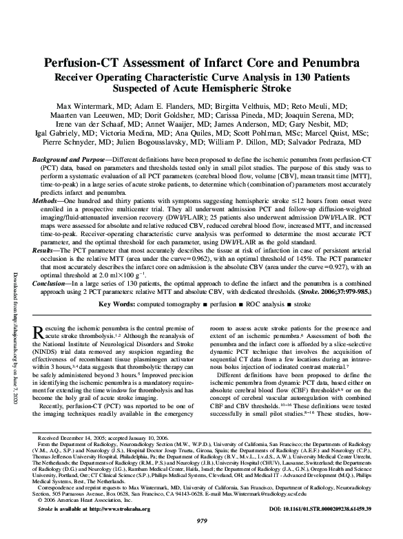 (PDF) Perfusion-CT Assessment of Infarct Core and Penumbra