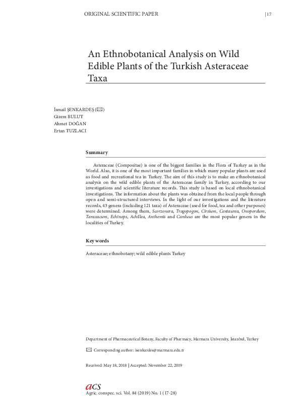 (PDF) An Ethnobotanical Analysis on Wild Edible Plants of the Turkish ...