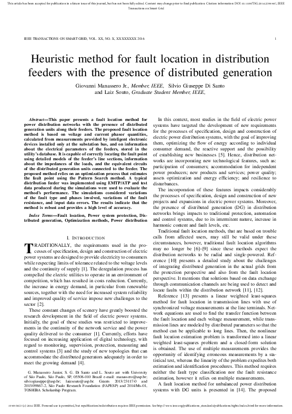 (PDF) Heuristic Method for Fault Location in Distribution Feeders With ...