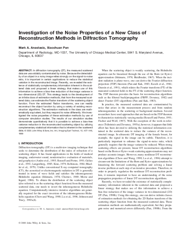 (PDF) Investigation of the noise properties of a new class of ...