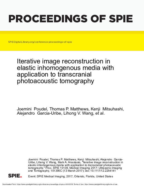 (PDF) Iterative image reconstruction in elastic inhomogenous media with ...
