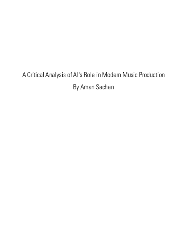 (PDF) A Critical Analysis of AI's Role in Modern Music Production