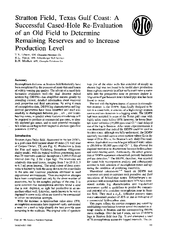 (PDF) Stratton Field, Texas Gulf Coast: A Successful Cased-Hole Re ...