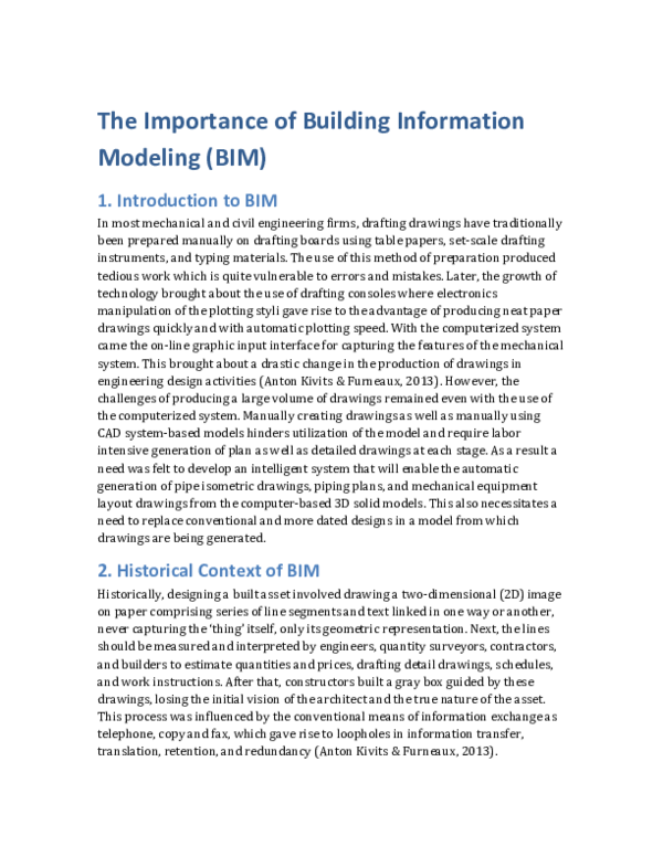 (PDF) The Importance of Building Information Modeling (BIM)