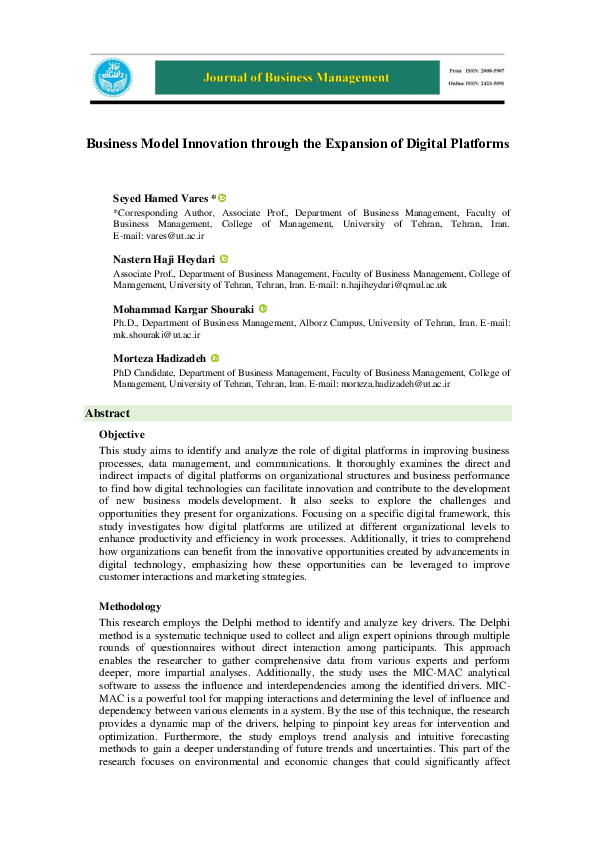 (PDF) Business Model Innovation through the Expansion of Digital Platforms