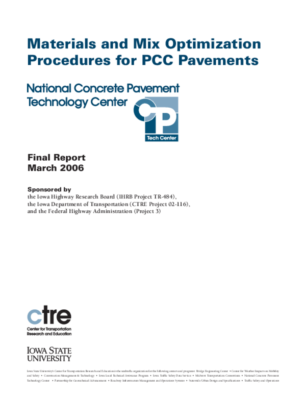 (PDF) Materials and Mix Optimization Procedures for PCC Pavements