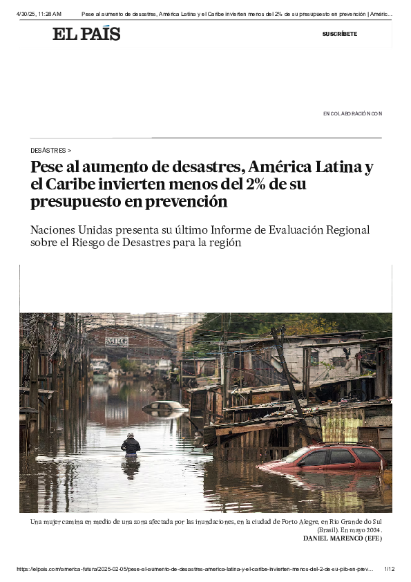 (PDF) Pese al aumento de desastres, América Latina y el Caribe ...
