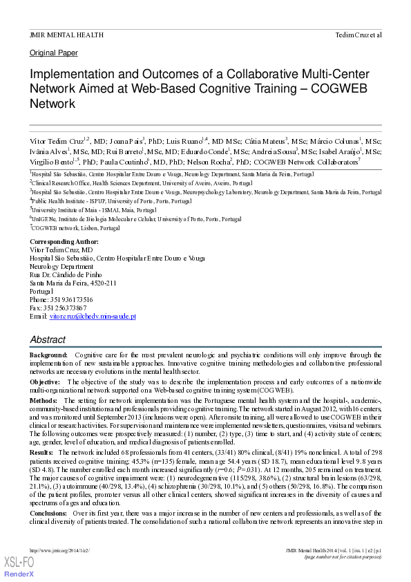 (PDF) Implementation and Outcomes of a Collaborative Multi-Center ...