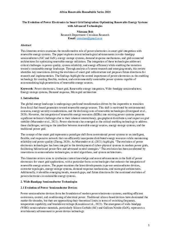 (PDF) The Evolution of Power Electronics in Smart Grid Integration ...