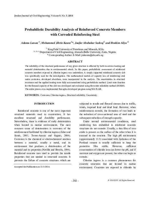 (PDF) Probabilistic Durability Analysis of Reinforced Concrete Members ...