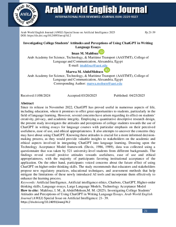 (PDF) Investigating College Students' Attitudes and Perceptions of ...