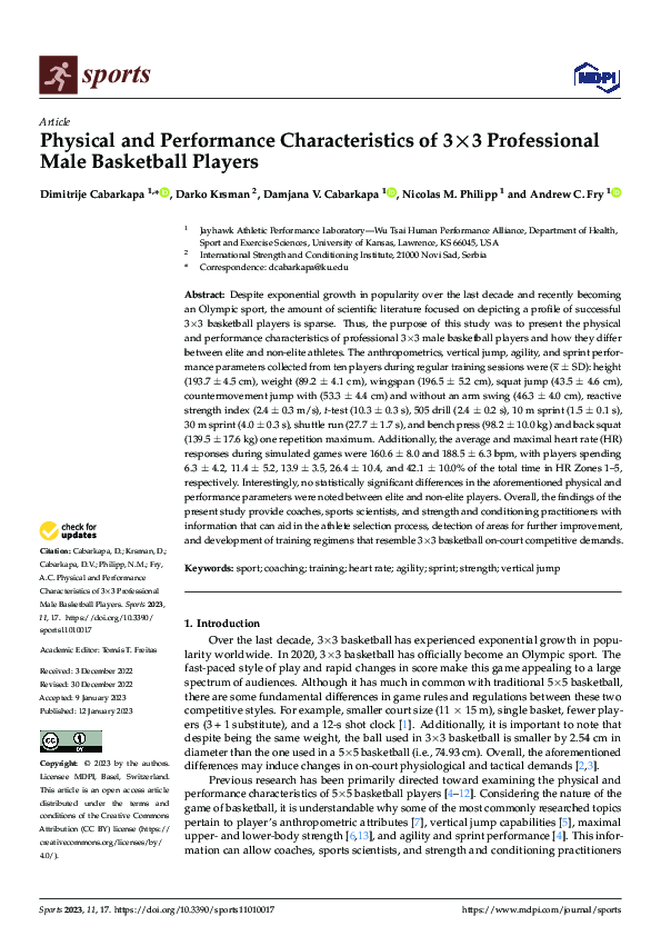 (PDF) Physical and Performance Characteristics of 3×3 Professional Male ...