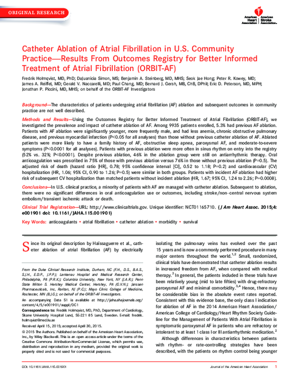(PDF) Catheter Ablation of Atrial Fibrillation in U.S. Community ...