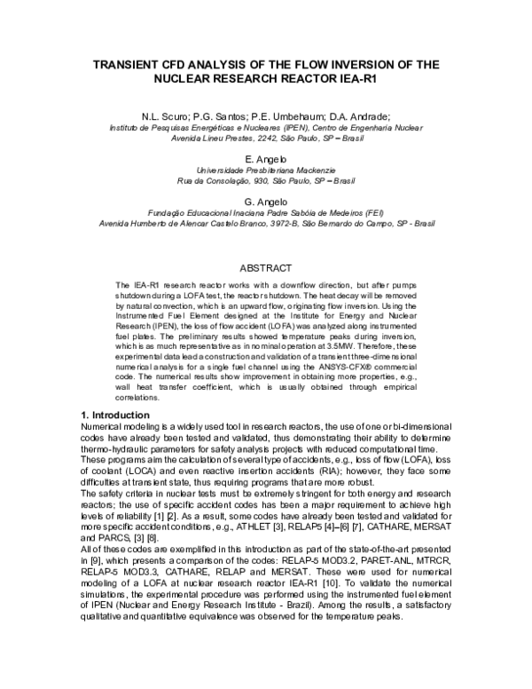 (PDF) Transient CFD Analysis of the Flow Inversion of the Nuclear ...