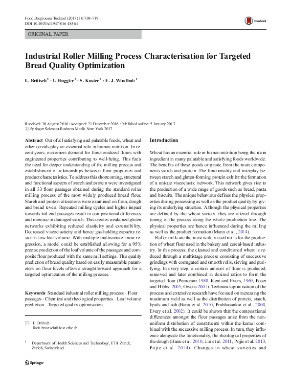 (PDF) Industrial Roller Milling Process Characterisation for Targeted ...