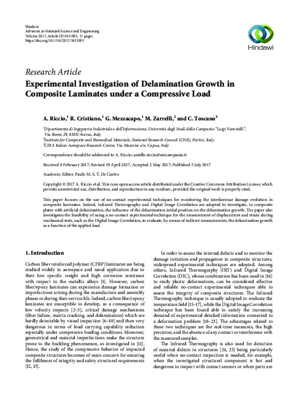 (PDF) Experimental Investigation of Delamination Growth in Composite ...