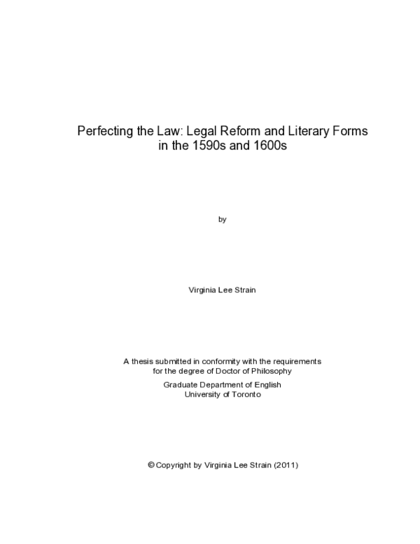 (PDF) Perfecting the Law: Law Reform and Literary Forms in the 1590s ...