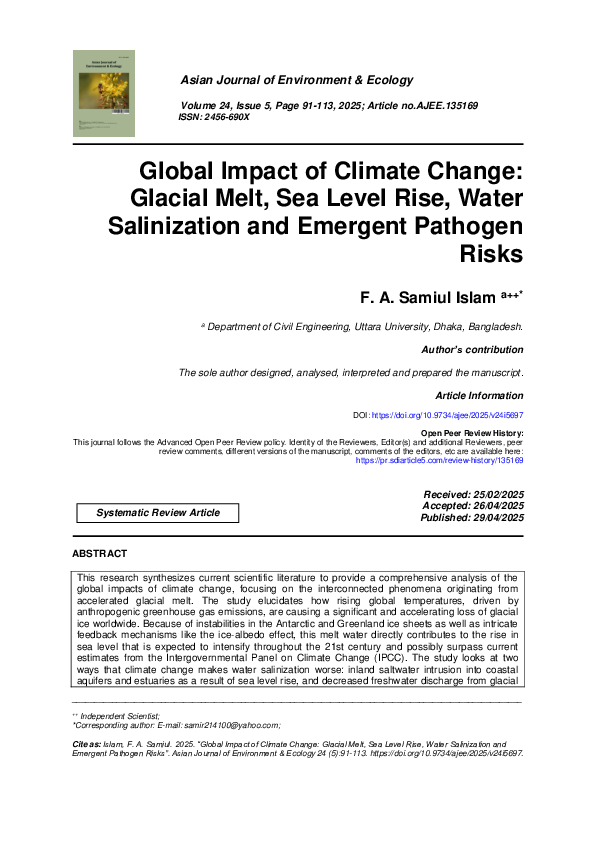 (PDF) Global Impact of Climate Change: Glacial Melt, Sea Level Rise ...