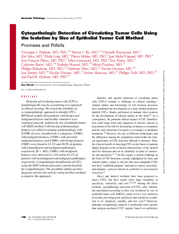 (PDF) Cytopathologic Detection of Circulating Tumor Cells Using the ...