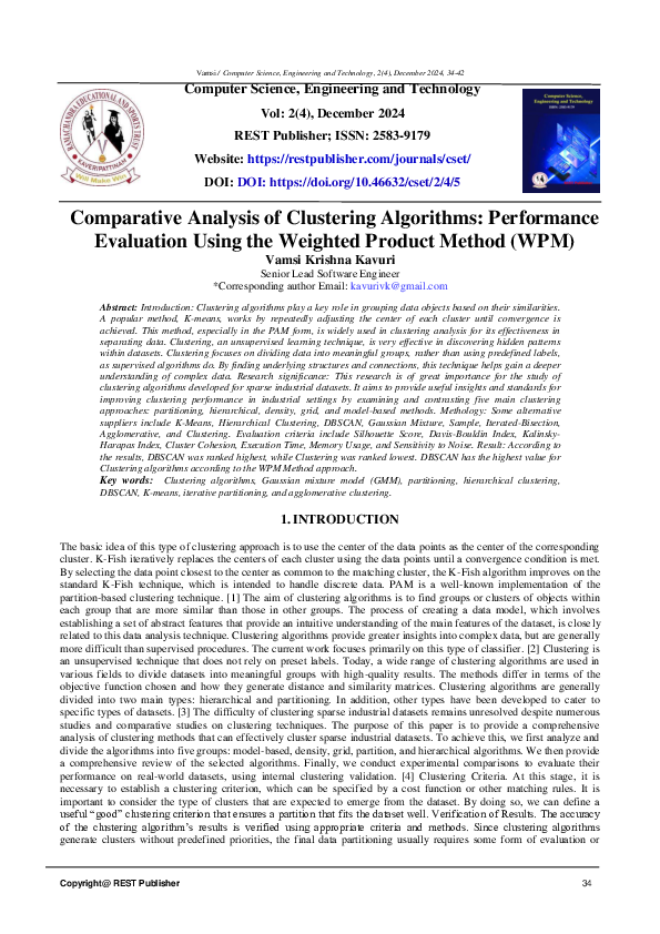 (PDF) Comparative Analysis of Clustering Algorithms: Performance ...