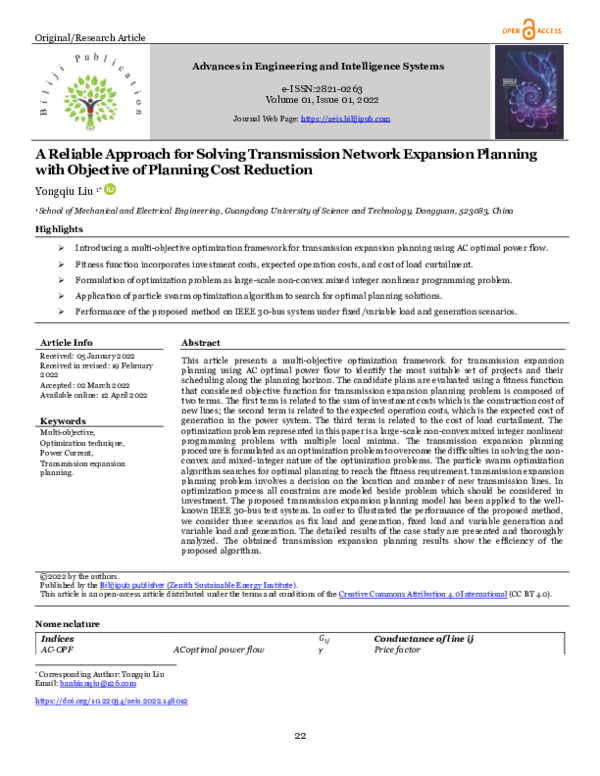 (PDF) A Reliable Approach for Solving Transmission Network Expansion ...